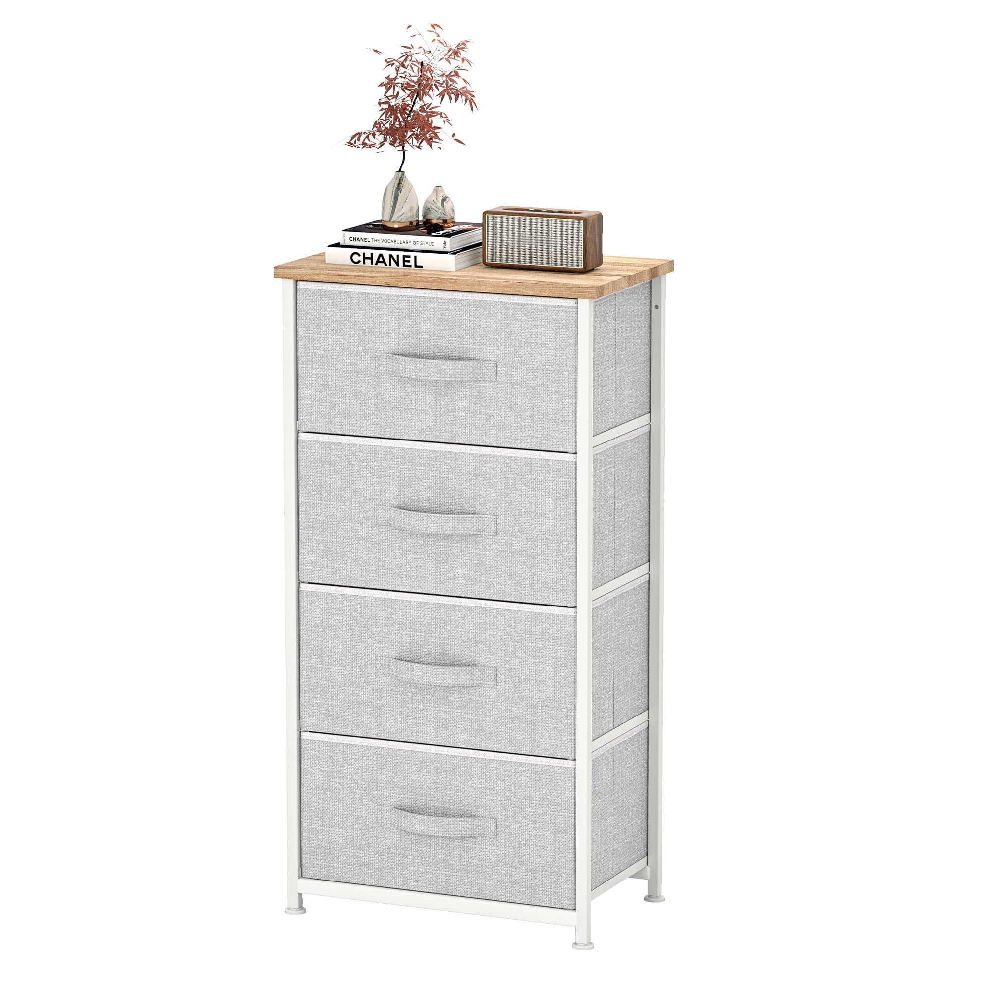 Uforic 4 Drawer Dresser Fabric Chest of Drawers Furniture Storage Organizer for Living Room,,Hallway, Light Gray