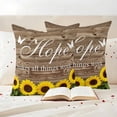 thumbnail image 3 of Yellow Sunflowers Pillow Covers 2 Pack Hope Brown Wood Striped Countryside Pillowcase Waterproof Outdoor Throw Pillow Cover for Patio Garden Square Cushion 18”x18”, 3 of 9