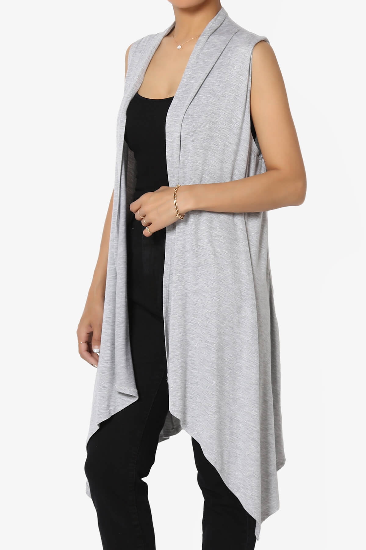 TheMogan Women's S~3X Draped Open Front 