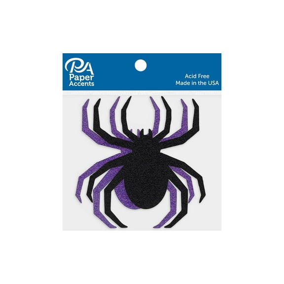 Glitter Shape 8pc Spider Black & Grape
