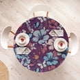 thumbnail image 4 of Ambesonne Floral Design Fitted Round Tablecloth, Nostalgic Hibiscus, 40"- 44" Diameter, Plum Deep Sky Blue, 4 of 5