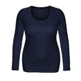 thumbnail image 5 of Emmalise Women's Plain Basic Scoop Neck Long Sleeve TShirt Tee - Navy, 1XL, 5 of 5