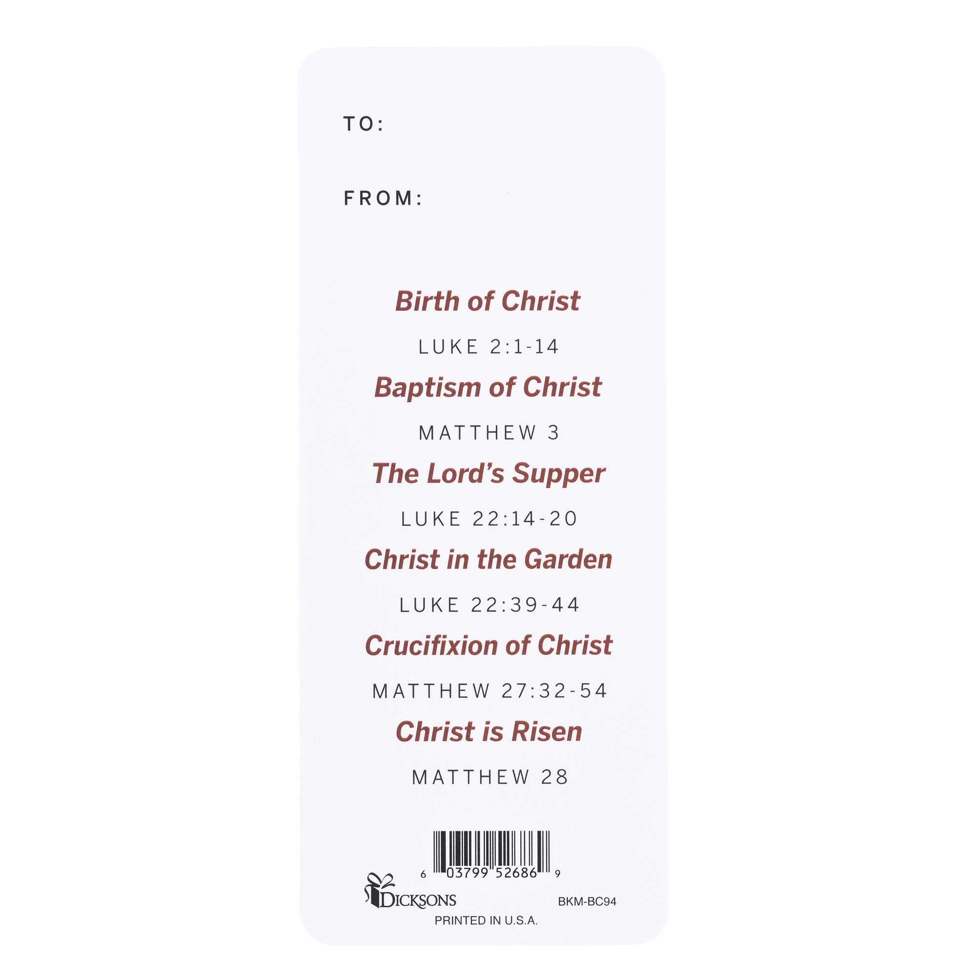 Dicksons BKM-BC94 The Life of Christ White and Tan 2.5 x 6 Inch Paper Place Keeper Bookmark Pack of 12