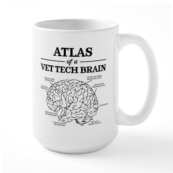 CafePress - Atlas Of A Vet Tech Brain - 15 oz Ceramic Large White Nolvety Mug