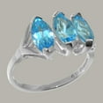 thumbnail image 2 of LBG British Made 14k White Gold Natural Blue Topaz Womens Trilogy Ring - 33 size options - Size 5.25, 2 of 5