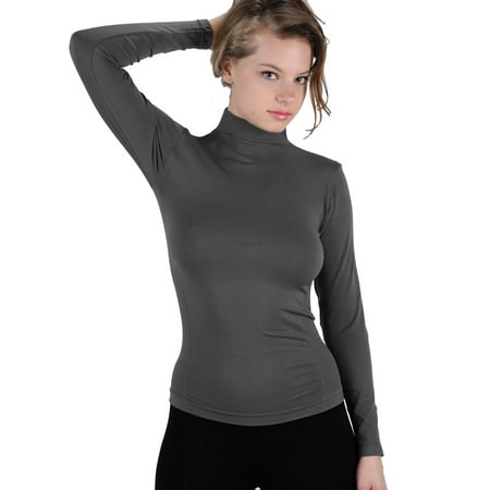 Download EK TANCO - Women Stretch Long Sleeve Mock neck Turtleneck ...