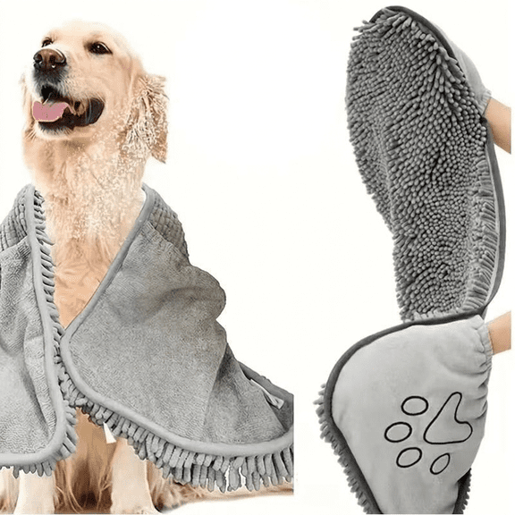 ROSEXIXI Dog Drying Towel, Super Absorbent Chenille Pet Towel - Thick Quick-Dry Microfiber Towel for Small Dogs & Cats, Grooming, Bathing, Swimming, 24" x 10"