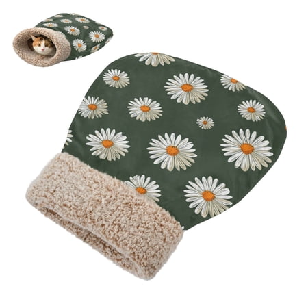 Winter Cat Sleeping Bag For Indoor Pet Sleeping Bag 18.9 x22.8 White Daisies