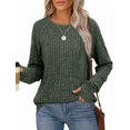 thumbnail image 3 of Ronuti Women's Long Sleeve Top Crewneck Basic Lightweight Fall Shirt with Thumb Hole, 3 of 7