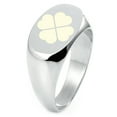 thumbnail image 1 of Sterling Silver Four Leaf Clover Heart Engraved Oval Flat Top Polished Ring, 1 of 1