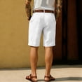 thumbnail image 4 of Men's Linen Casual Shorts with Drawstring Elastic Waist Shorts Summer Vacation Beach Vacation Yoga Golf Linen Shorts Flat Front Cotton Linen Wear with Pockets,White 2XL, 4 of 4