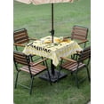 thumbnail image 4 of Outdoor Tablecloth with Umbrella Hole for Patio/Picnic/Party/Camping, Sunflowers Waterproof Table Cloth Square Cover Washable, Spring Summer Bees Floral Yellow Plaid (60"x 60"), 4 of 8