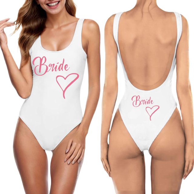 MKLEKYY Trajes De Baño mujer Natacion Women Fashion Letter Print Piece Swimsuit Sexy Bikini Swimwear Bathing Sleeveless Backless Swimsuit 1342