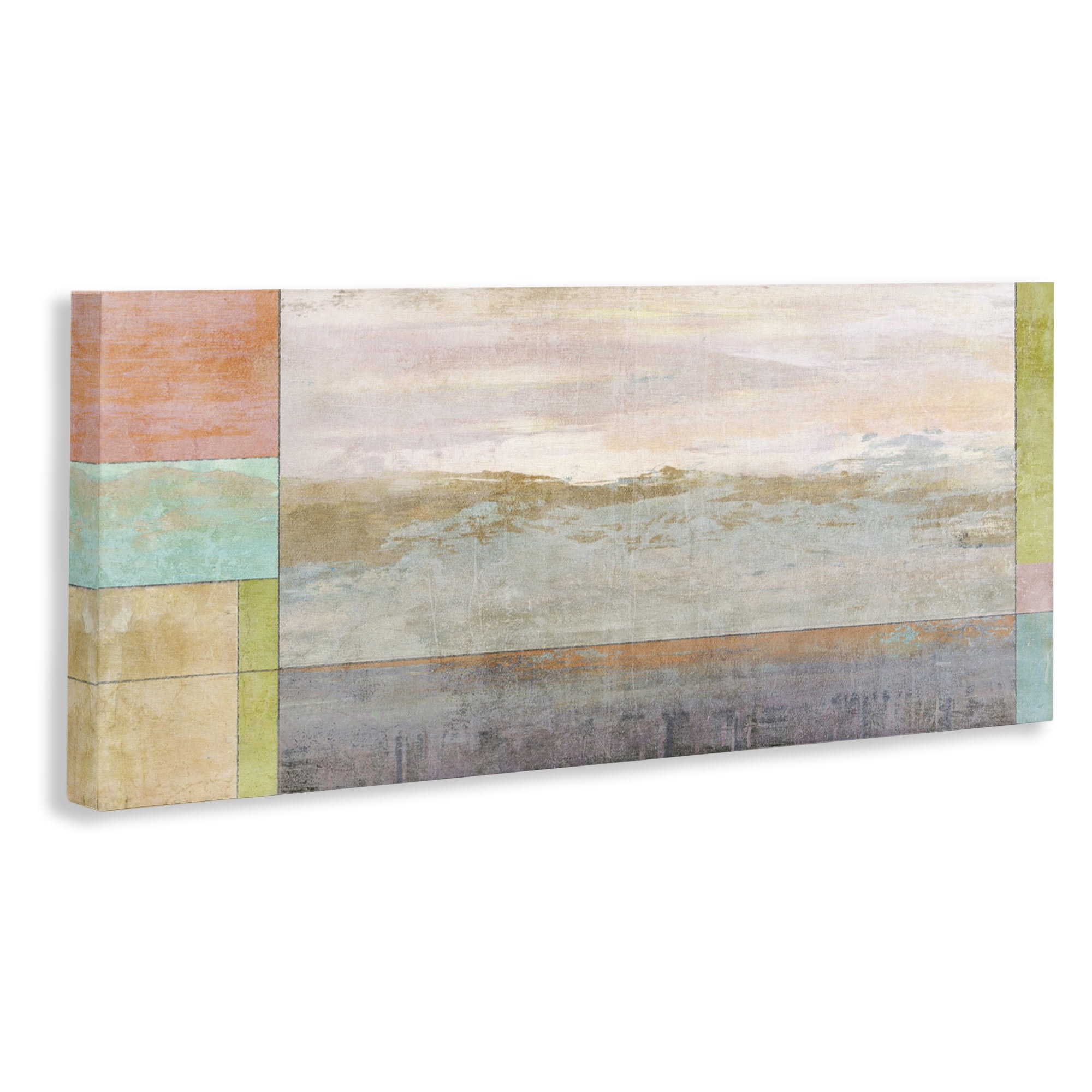 Stupell Industries Landscape & Geometric Border Landscape Painting Gallery Wrapped Canvas Art Print Wall Art, 40 x 17