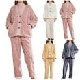 thumbnail image 4 of Lovskoo Fuzzy Fleece Lounge Sets for Women Fall/Winter Thickened Thermal Flannel Winter Long Sleeve Homewear Set Pajams Pink, 4 of 4