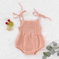 thumbnail image 2 of WEIYLL Girls Rompers Sleeveless Solid Sling Backless Outfits Summer Knit Pink Baby Overalls for 3-6 Months, 2 of 8