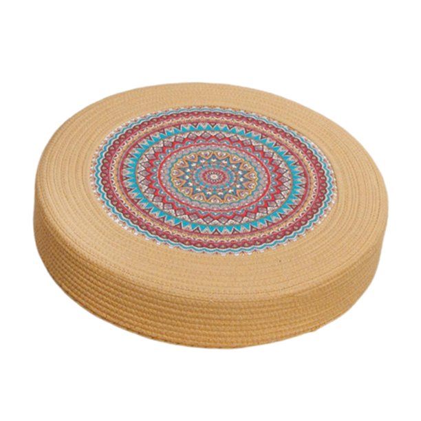 Meditation Cushion Piso almohada Algodón Rope redondo Pouf Pouf Woven Asiento Cuschion para la oficina Balcón Sala de estar de dormitorio Indoor 50 cm colorido