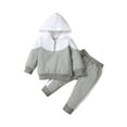 thumbnail image 1 of goowrom Ensemble Complet Hauts à Capuche à Manches Longues de Couleur Contrastée avec Fermeture Éclair + Pantalon Long, 1 of 9