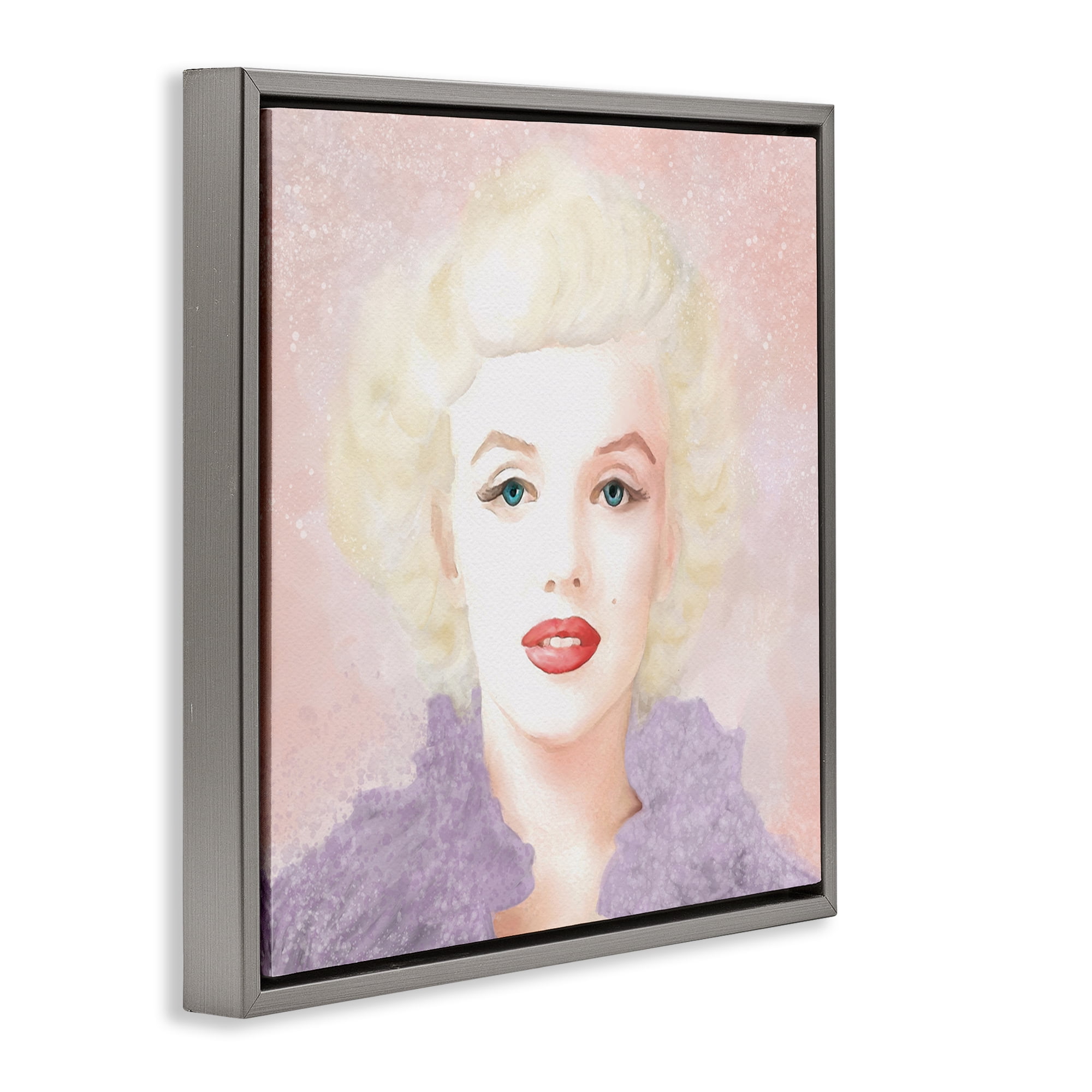 Stupell Industries Pastel Marilyn Portrait People Painting Gray Floater Framed Canvas Art Print Wall Art, 25 x 25