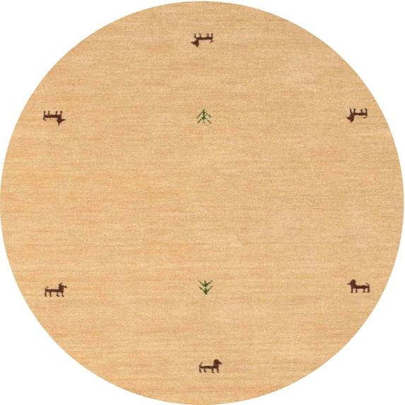 Ahgly Company Machine Washable Indoor Round Contemporary Orange Area Rugs, 8' Round