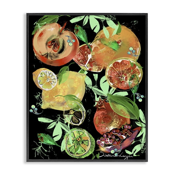 Stupell Industries Traditional Fruit Medley Combo Black Framed Giclee Art, 11 x 14, by Susan Lugar