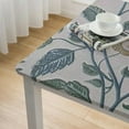 thumbnail image 5 of BANET  Fabric Tablecloth Rectangle, Linen Rectangular Tablecloths for Rectangle Tables, Washable Green Leaves Table Cover for Kitchen Dinning Tabletop Party white, 5 of 8