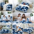 thumbnail image 5 of Blue Flowers 4 Piece Duvet Cover Set California King Size Petals Silhouette Watercolor Boho Ink Blooming Soft Bedding Set Comforter Cover, 1 Duvet Cover 1 Flat Sheets and 2 Pillowcases, 5 of 9