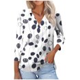 thumbnail image 2 of Fiudx Liquidación de Ahorros de Verano Blusa Informal de Manga 3/4 con Botones y Estampado de Cuello para Mujer, 2 of 5