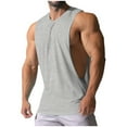 thumbnail image 2 of RKSTN Shirts for Men Side Slit Wide Shoulder Cut Off Design Sleeveless Bodybuilding Gym Tank Tops Crew Neck Solid Color Athletic Training Comfortable Pullover Tops, 2 of 5