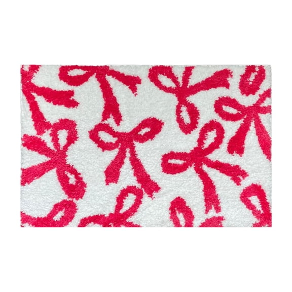 DefiDgd 16x24inch Valentine's Day Bowknot Door Mat,Washable Non-Slip Entrance Rugs for Indoor Outdoor Entrance Bathroom Kitchen Home Decor(Red)