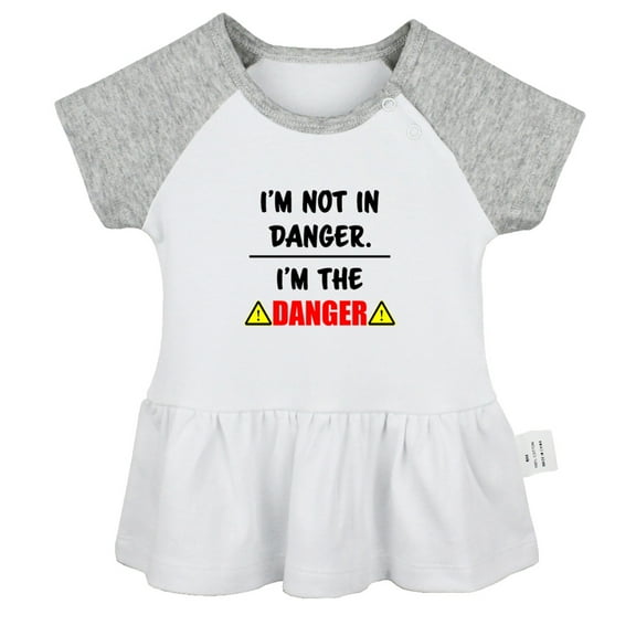 I'm Not In Danger, I'm The Danger Funny Dresses For Baby, Newborn Babies Skirts, Infant Princess Dress, 0-24M Kids Graphic Clothes (Gray Raglan Dresses, 0-6 Months)