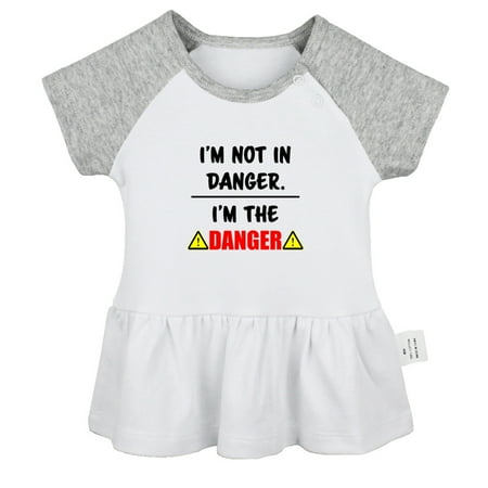 

I m Not In Danger I m The Danger Funny Dresses For Baby Newborn Babies Skirts Infant Princess Dress 0-24M Kids Graphic Clothes (Gray Raglan Dresses 0-6 Months)