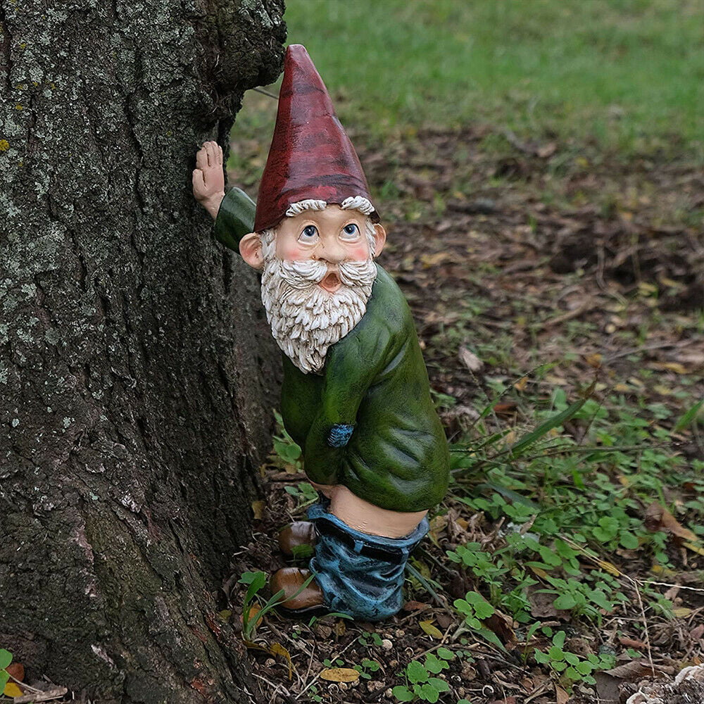 Naughty Peeing Gnome Statue Fairy Garden Funny Dwarf Figurines Resin Home Decor 