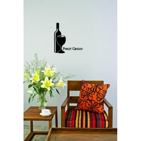 New Wall Ideas Pinot Grigio Wine With Wine Glass Kitchen Quote 12x18"