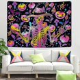 thumbnail image 2 of Tapiz de calavera de rock and roll, divertidos tapices de esqueleto, tapiz de setas hippie, tapiz de calabaza de Halloween, tapiz de estrellas de colores (95 x 73 cm), 2 of 5