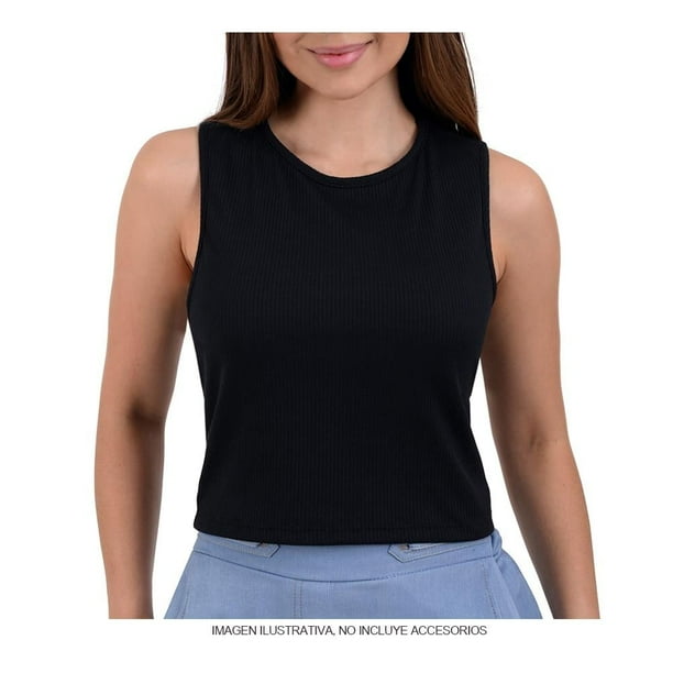 Top George Talla G Cuello Redondo con Rayas Negro