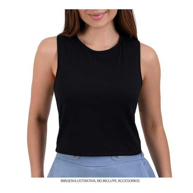 Top George Talla G Cuello Redondo con Rayas Negro