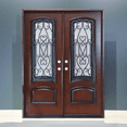 thumbnail image 3 of 60" x 80" Environment Damage Resistant Polyurethane Composite Exterior Entry House Front Door, Openable Tempered Rain Glass Window, Left-Hand Double Door Inward Swing Dark Walnut, 3 of 6