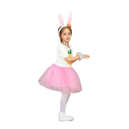 Vividxx Girl Easter Outfit Kids Girls Funny Bunny Print Decorative Mesh Skirt For Lovely Outfits