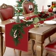 thumbnail image 4 of Watercolor Red Christmas Table Runner with Christmas Tree Branch Decoration, Seasonal Winter Xmas Party Decoration for Holiday Indoor Home Kitchen Decor 13 x 90 Inch, 4 of 7