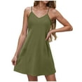 thumbnail image 5 of WCMZJ Womens Summer Sleeveless A-Line Mini Dress 2025 Sexy Backless Spaghetti Strap Party Club Dresses with Pockets Army Green M, 5 of 7