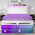 thumbnail image 6 of Amolife Queen Size Platform Bed Frame with 2-Tier LED Storage Velvet Wingback Headboard & 2 Storage Drawers, USB & Type-C Charging Ports, White, 6 of 12