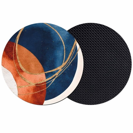 Navy Blue Burnt Orange Coasters Set of 2 Soft Absorbent Coasters for Drinks Boho Art Modern Geometric Non-Slip Cup Coaster Mat with Rubber Bottom for Home Kitchen Desk Coffee Bar Table Decor 4