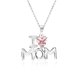 thumbnail image 1 of JeenMata Collar con Colgante de Piedra Rosa en Forma de Corazón con la Frase Amo a Mamá con Oro Blanco de 18 K sobre Plata - Piedra Natal de Octubre - Regalo de Joyería para el Día de la Madre, 1 of 5