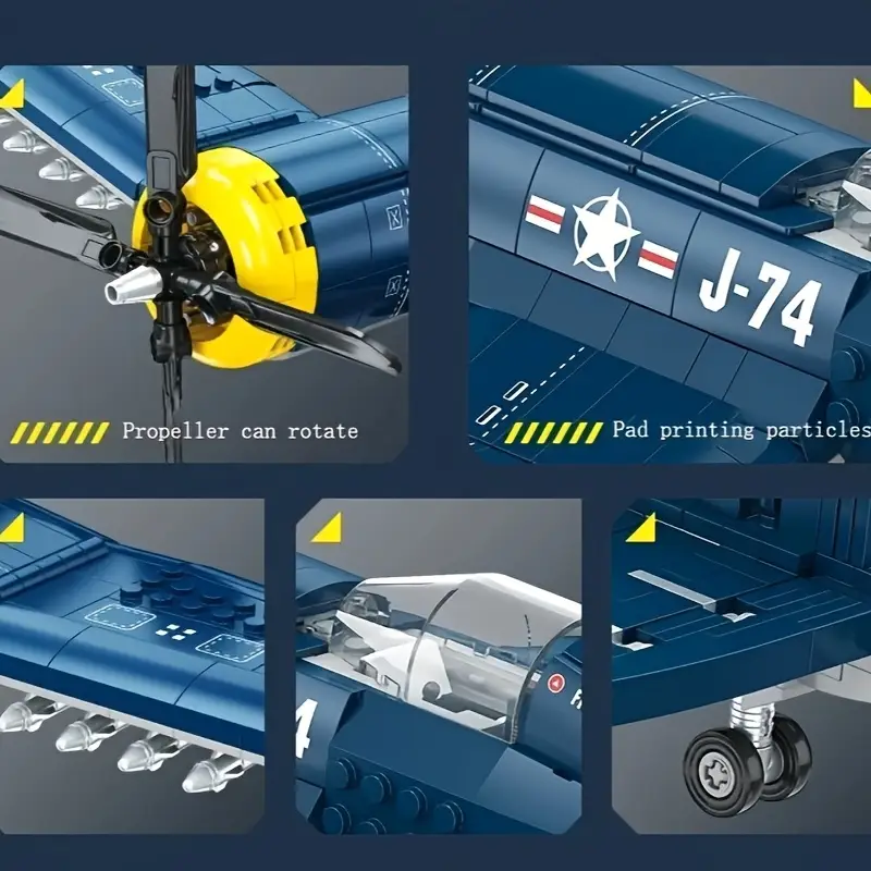 GZBrick WWII F4U Fighter Building Sets Compatible with Lego Military Model Kit for Adults Teens 767PCS
