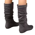thumbnail image 3 of EKVAHL Women's Slouch Mid‑Calf Boots, Relaxed Fit Faux Leather Flat Boots, Low Heel Daily Walking Boots For Fall Street Wear Gray, 3 of 5