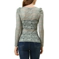 thumbnail image 3 of Allegra K Women's Puff Long Sleeve Semi Sheer Floral Lace Tops, 3 of 5