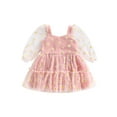 thumbnail image 1 of Bagilaanoe Toddler Baby Girl Summer Dress Daisy Print Long Sleeve A-line Princess Dresses 3M 6M 12M 18M 24M 3T Kid Patchwork Tulle Skirt, 1 of 8