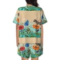 thumbnail image 3 of Naloa Colorful Plants And Insects Women's Short-Sleeved Pajama Set, Loungewear, Summer pajamas, Breathable Cozy - Large, 3 of 9