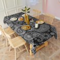 thumbnail image 2 of Black Paisley Pattern Rectangle Tablecloth 60"x102",Waterproof Polyester Rectangle Table Cloth, Wipeable Spillproof Polyester Tablecloth for Dining, Camping, Indoor and Outdoor, 2 of 6